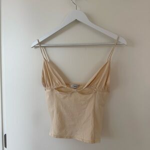 Miaou Cream Spaghetti Strap Mesh Cami Top